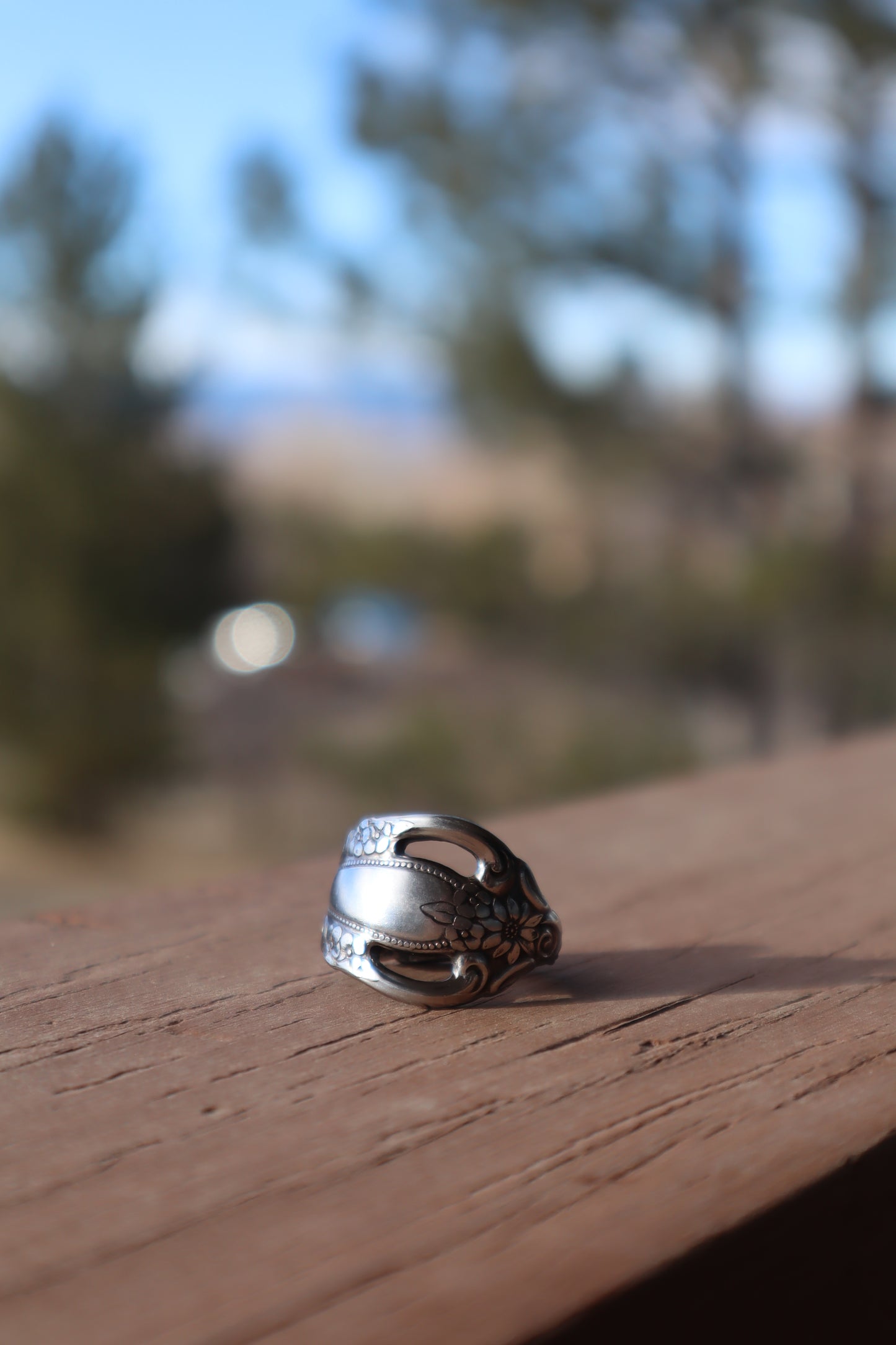 sunflower hole stainless steel spoon ring