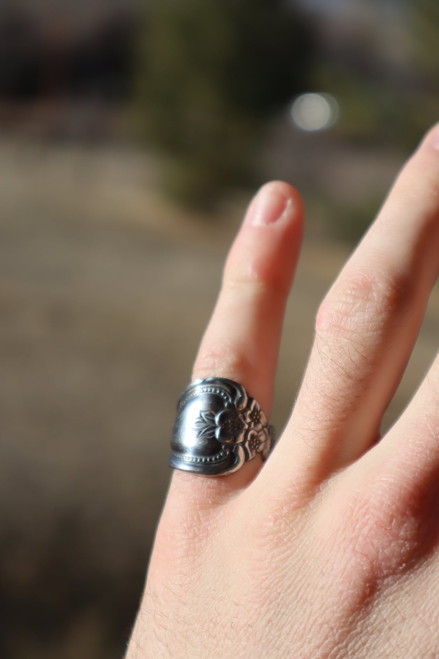 Three dotted rose stainless steel spoon ring