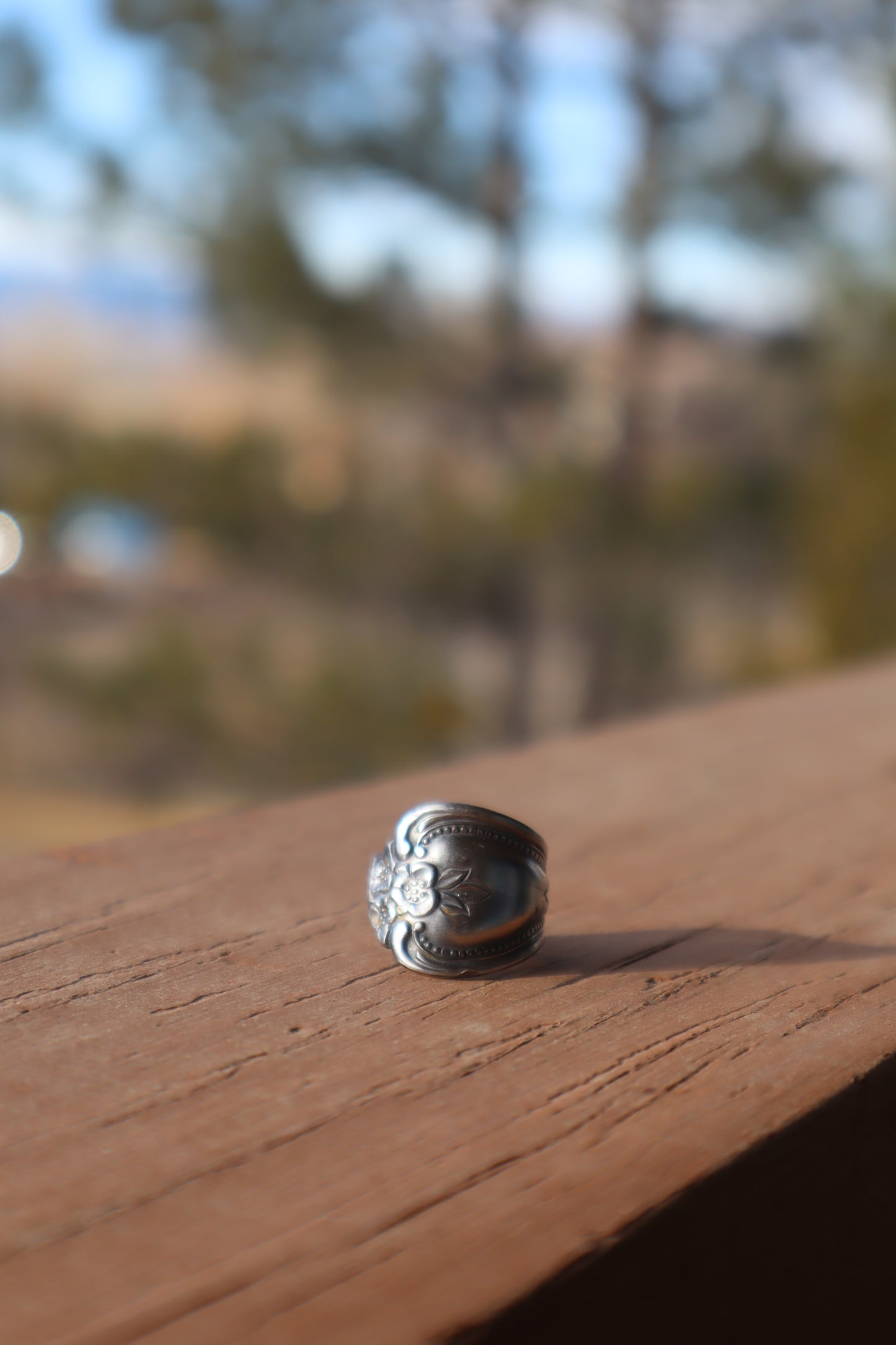 Three dotted rose stainless steel spoon ring