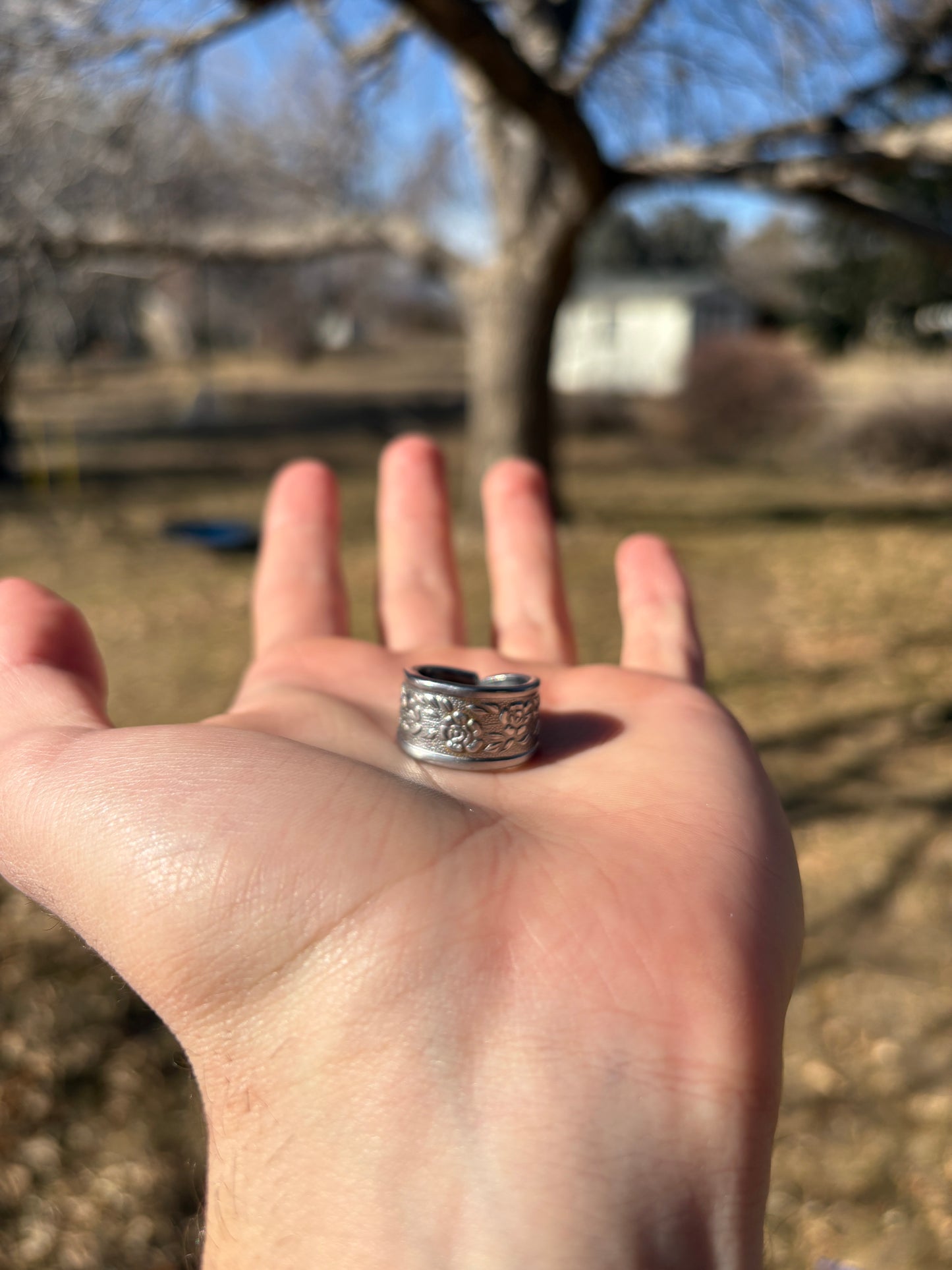 “Floral Echo” Stainless Steel Spoon Ring